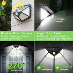 Waterproof Outdoor Motion Sensor Infrared Wall Lamp | 100 LED Solar-Powered Garden Sensor Light | IP65 Water-Resistant Bright Outdoor Lighting for Garden, Patio, and Yard