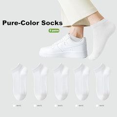 Men's Breathable Cotton Ankle Socks - 6 Pairs, Lightweight & Comfortable for All Seasons (White)