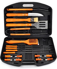 BBQ Tool Set 18-Piece | Stainless Steel with Wooden Handles | Ideal Christmas or Birthday Gift for Men, Dad, and Women