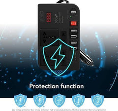 300W Car Inverter | Advanced 12V DC to AC Vehicle Transformer | Power Tablets, Laptops, and More On the Go