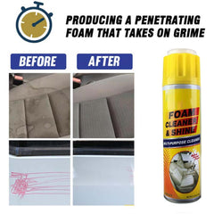 Multi-Purpose Foam Cleaner & Shine - 600g, All-in-One Interior Restorer for Cars & Home, UV Protection, Removes Dirt & Grime Effortlessly