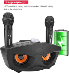 Wireless Bluetooth Speaker with 2-Piece Microphone Set | Portable Karaoke System for Home, Parties, and Events (Black)