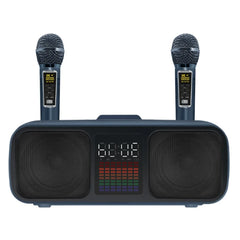 S39 Karaoke Speaker | Dual Horns, Wireless Dual Microphones | Mobile Entertainment & TV Karaoke All-In-One (Black)