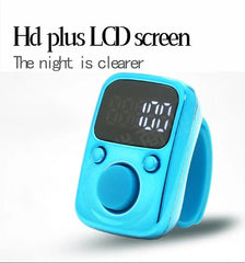 Digital LED Finger Tally Counter - Rechargeable Luminous Electronic Clicker for Prayer, Stitch Marker, and Counting Tasks | Compact Handheld Counter with Adjustable Strap & Bright LED Display | Durable and Lightweight Design in Stylish Sky Blue Finish