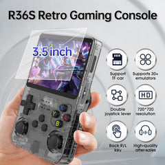 R36S Retro Handheld Game Console. 3.5" IPS, 64GB, 40,000+ classic games. Open-source ARKOS, 3500mAh battery for long play.