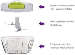 Easy Spin Cutter Hand Chopper | The Ultimate Onion, Garlic, and Vegetable Cutter | Effortless Manual Food Chopper for Quick and Easy Meal Prep