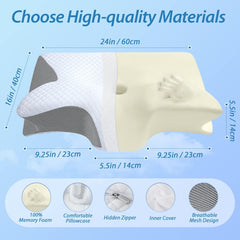 Memory Foam Cervical Pillow - 2-in-1 Ergonomic Orthopedic Pillow for Neck Pain Relief, All Sleeping Positions