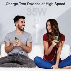 35W Dual USB-C PD Fast Charger - Foldable Compact Wall Adapter Compitable for iPhone 12-14, iPad, Samsung Galaxy, Huawei, Xiaomi & More