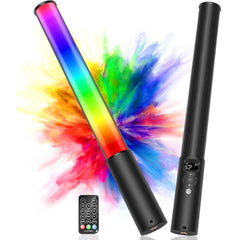 FM-128 RGB LED Light Wand - Adjustable Brightness & Color (2500K-6500K), 12 Light Scenes, Built-in Battery for Photography/Vlogging