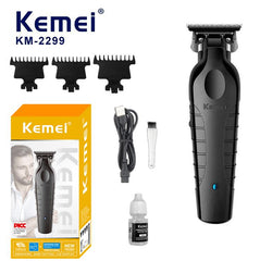 Kemei KM-2299 Professional Cordless Hair Clipper 1200mAh USB rechargeable trimmer for barber-grade haircuts at home or salon.