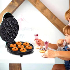 Household Electric Donut Maker - Double-Sided Heating Donut & Bread Machine, Cake Baking Pan, Non-Stick Breakfast Maker Oven for Homemade Donuts, Cakes, and Mini Bread - Easy-to-Use, Compact & Fast Heating, Ideal for Breakfast and Snacks