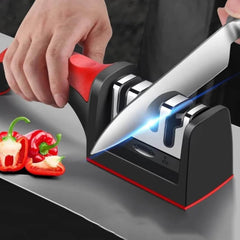 Compact Pull-Through Kitchen Knife Sharpener | Ideal for Chef, Scissors, Paring, & Serrated Knives | Efficient Blade Sharpening Tool for Home Kitchens
