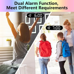 Projection Alarm Clock - 180° Rotatable Ceiling Projector, RGB LED Display, Dual Alarm & 5-Level Dimmer (Black)