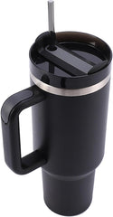 Stainless Steel Vacuum Mug with Screw Lid & Straw – Sweat-Proof, Leak-Proof Travel Flask for Hot & Cold Beverages