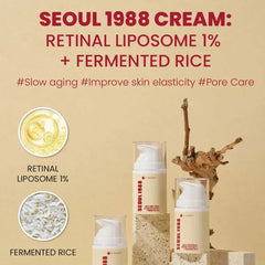K-Secret SEOUL 1988 Cream with Retinal Liposome 1% & Fermented Rice – Anti-Aging, Brightening, Firming & Hydrating Korean Face Cream 50ml