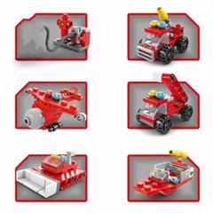 6-in-1 Fire Brigade Truck Building Blocks Set – 142-Piece Creative Play Toy for Kids, Durable DIY Assemble Fire Trucks & Emergency Scenes, Perfect Gift