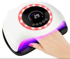 UV LED 168W Nail Lamp - Professional Nail Dryer with 42 LEDs for Gel Nail Polish, Fast Curing Nail Light with 4 Timer Settings, Colorful LED Ring & Smart Sensor, Perfect for Salon and Home Use
