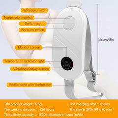 Electric Heating Pad for Cramps - Upgraded Portable Cordless Heating Pad with Adjustable Heat, Soft White Design