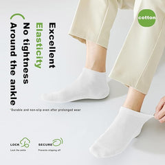 Men's Breathable Cotton Ankle Socks - 6 Pairs, Lightweight & Comfortable for All Seasons (White)