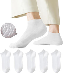Men's Breathable Cotton Ankle Socks - 6 Pairs, Lightweight & Comfortable for All Seasons (White)