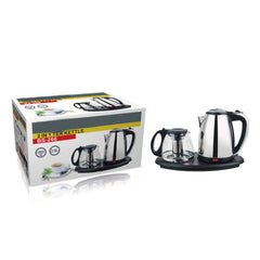 1800W 220V 2-in-1 Electric Kettle and Tea Maker with Tray – Stainless Steel, Automatic Shut-Off, 1.8L Capacity, Perfect for Tea and Coffee Brewing, Ideal for Home, Office, and Hotel Use