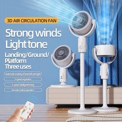 5-Speed Floor Fan - Adjustable Height, Rechargeable, Timer Control, 90° Oscillation for Whole Room Air Circulation