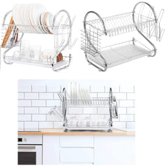 New Arrival 2-Layer Kitchen Dish Rack | Stainless Steel Dish Drainer & Plate Holder
