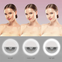 Rechargeable Clip-on Selfie Ring Light - 36 LED Phone Light Compitable for iPhone/Android (Multi-Color)