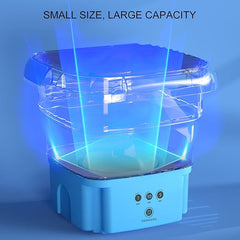 Portable Washing Machine | Mini Foldable Bucket Washer & Dryer Combo | Small Washer with Soft Spin Dry & Drainage Pipe for Underwear, Socks, Baby Clothes, Apartment, Dorm, Laundry (Blue)