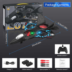 RC Aeroplane 2.4GHz Remote Controlled Fighter Plane | L0712 Quadcopter Floating Aeroplane Toy with Colored LED Lights | USB Rechargeable RTF RC Plane for Beginners, Kids, and Adults | Durable, Lightweight, and Easy to Fly Aircraft