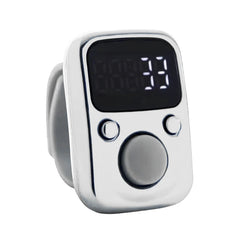 Digital LED Finger Tally Counter - Rechargeable Luminous Electronic Clicker for Prayer, Stitch Marker, and Counting Tasks | Compact Handheld Counter with Adjustable Strap & Clear Display | Durable and Lightweight Design | Silver Finish