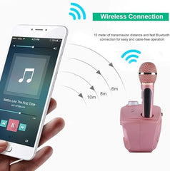 Wireless Bluetooth Speaker with 2-Piece Microphone Set | Portable Karaoke System for Home, Parties, and Events (Pink)