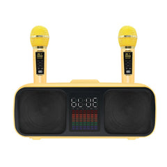 S39 Karaoke Speaker | Dual Horns, Wireless Dual Microphones | Mobile Entertainment & TV Karaoke All-In-One (Golden)