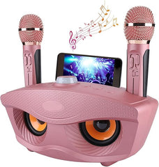 Wireless Bluetooth Speaker with 2-Piece Microphone Set | Portable Karaoke System for Home, Parties, and Events (Pink)