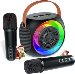 All-In-One Karaoke Machine – Bluetooth Speaker with UHF Wireless Microphones and Disco Ball LED Lights