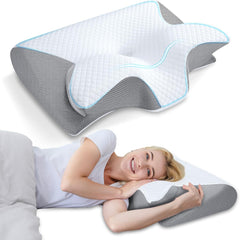 Memory Foam Cervical Pillow - 2-in-1 Ergonomic Orthopedic Pillow for Neck Pain Relief, All Sleeping Positions