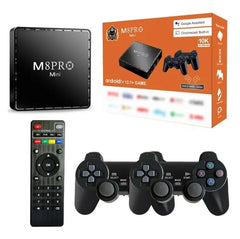 M8 Pro Mini Game TV Box – 64GB HD Retro Game Console with 2.4G Wireless Gamepad, Android 12 Dual System Set-Top Box
