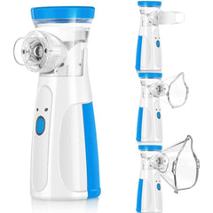 Mini Portable Nebulizer Handheld steam inhalator for adults & kids. Low power, quiet operation for travel & home use.