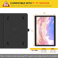 360° Rotating Case for Universal 10/11-inch" Tablets - Premium Leather w/Auto Sleep/Wake & Multi-Angle Stand (Multi Colour)