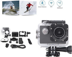 HD 1080P Outdoor WiFi Sports Camera with Waterproof Housing & Accessory Kit – 140° Wide Angle Lens for Adventure Sports
