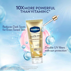 Vaseline Essential Even Tone Body Lotion - Gluta-Hya Serum Burst, 10X More Powerful Than Vitamin C, UV Protection, 200ml