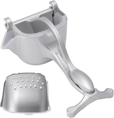 Silver Efficient Non-Lemon Fruit Presser | Manual Aluminum Alloy Squeezer | Easy Wash Design with 2 Funnels for Maximum Juice Extraction