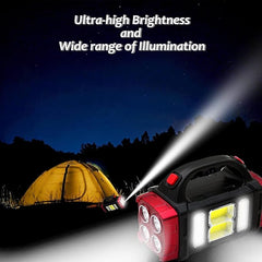 Solar Lantern Flashlight – USB Rechargeable, 4 Modes, Waterproof Portable Emergency Light for Camping, Hiking, and Power Outages (Multi)