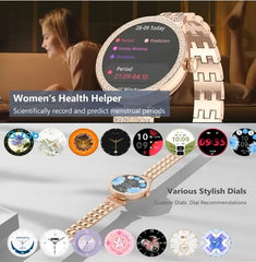GT10 Diamond Smartwatch | 1.2" AMOLED Display | Heart Rate, Sleep, and Menstrual Tracking | Compatible with Android & iOS | Elegant, High-Performance Smartwatch for Women