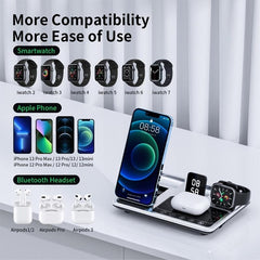 R11 Multifunctional 4-in-1 Wireless Charger – Folding Portable Charging Station with Digital Display and Time Function