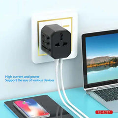 Universal Travel Adapter - All-in-One International Power Adapter with UK/US/AUS/EU Plugs & 4 USB Ports, Portable Outlet Charger Converter for Smartphones, Tablets, and More