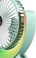Compact USB Desk Fan – Quiet Table Fan with Built-In Light for Office, Bedroom, and Travel