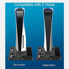 Vertical Stand Cooling Fan for PS5 – Dual Controller Charger with Multifunctional Features