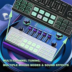 V9 Audio Mixer – Versatile Sound Board with Multi-Channel Capability, Voice Changer, and Effects for Streaming, Gaming, and Podcasting