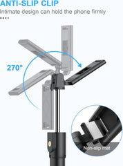 3-in-1 Bluetooth Selfie Stick Tripod Monopod with Remote Control, Telescopic Selfie Stick with Aluminum Alloy Material, Portable & Lightweight, Compatible with iPhone & Android Smartphones - Ideal for Travel, Parties, Weddings, and Group Photos